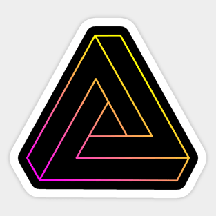 Impossible triangle with magenta to yellow gradient edge Sticker